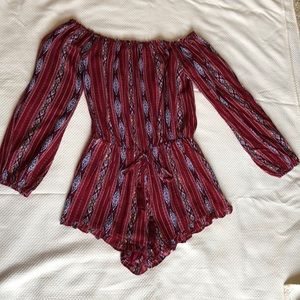 Off the Shoulder Tribal Print Romper